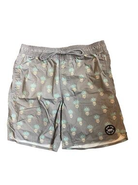 Ron Jon Gray Pineapple Print Men’s Swim Trunks Men’s Size Small